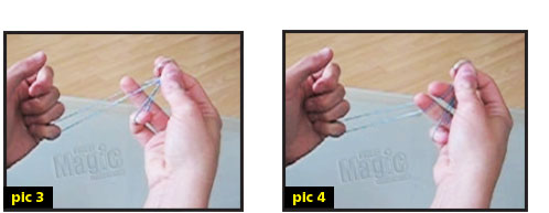 Rubber band shop magic trick
