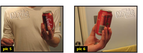 Coin through soda can magic trick